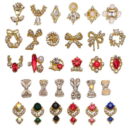 Nail Charms 30Pcs Boxed Luxury Shiny Planet Alloy 3D Art Rhinestones Bling Decor