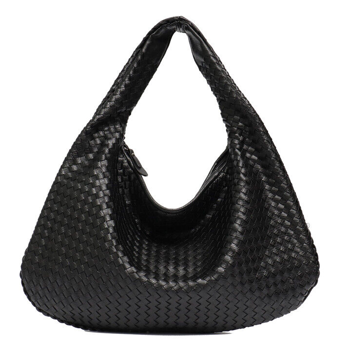 Leather Bag Woven Female Handbag Big Patchwork Zipper Women Shoulder Bags