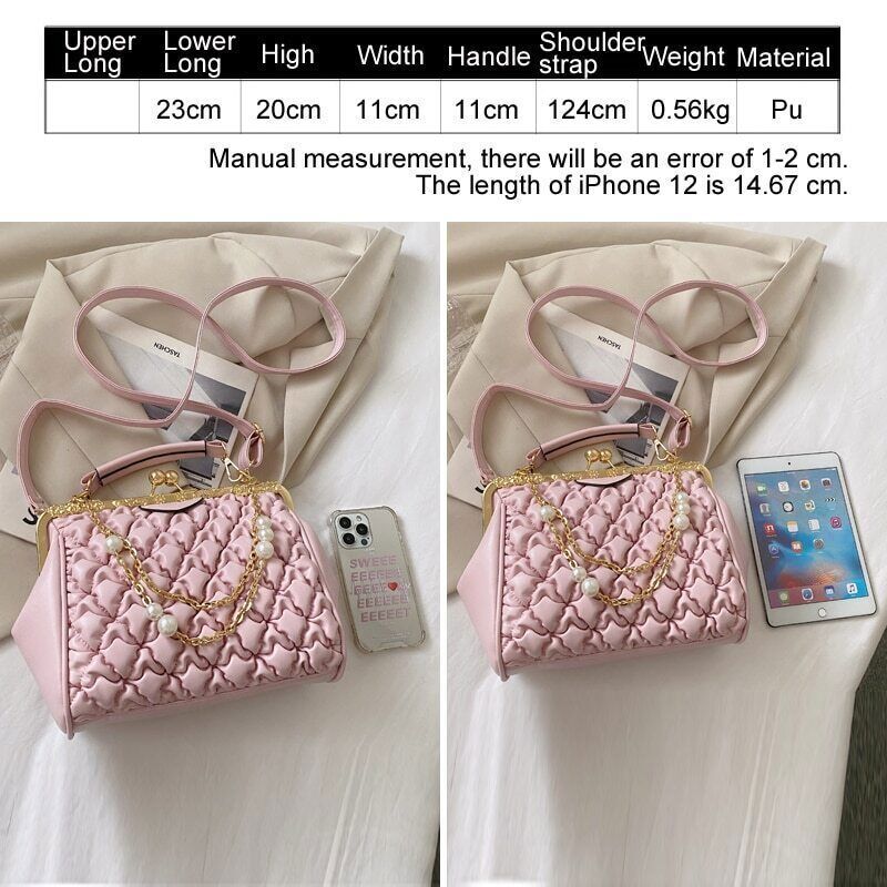 Women's Bag Crossbosy Bag Pleated Handbag Women Pearl Chain Totes Bags Women