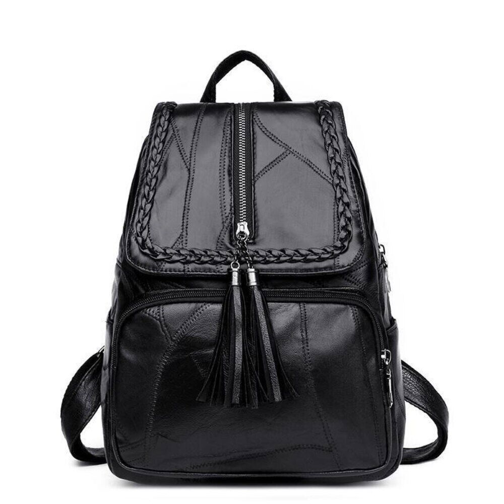 Women's Simple Backpack Travel Soft PU Leather Handbag Shoulder Bags Women Girls