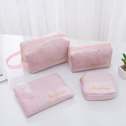 Cosmetic Bag Soft Velvet Make Up Storage Toiletry Package Travel Organizer Pouch