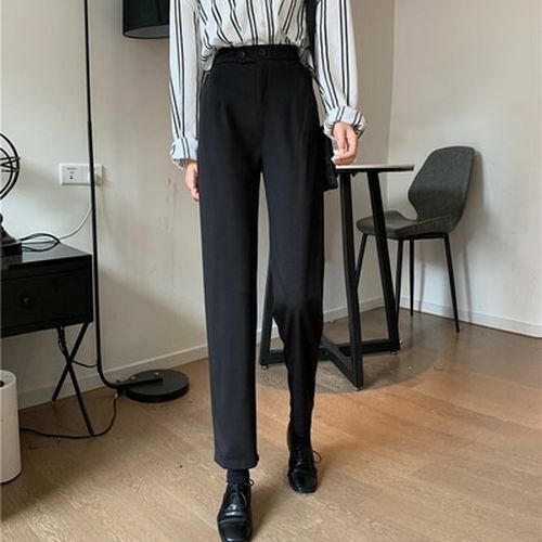 Women Pants Street Simple Vintage Plaid Causal Long Fashion Straight Wide Leg