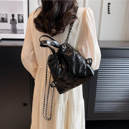 Chain Backpack 2023 Summer Handbag High Women's Pu Leather Shoulder Bag