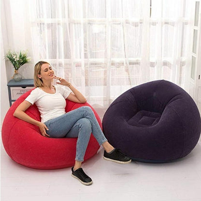 Large Sofa Inflatable Lounge Chair Bean Bag Outdoor Furniture Camping PVC Blue