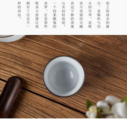 95ml China SongDynasty Antique master tea cup ruyao flowers-birds ceramic cup
