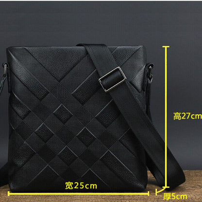 100% Genuine Leather Men's Embossing Business 8" Sling Shoulder/Messenger Bag