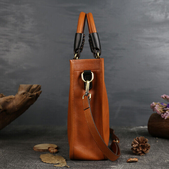 Womens 100% Genuine Leather Retro Handbag Cowhide Leather Crossbody Shoulder Bag