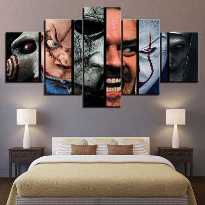 Horror Movie Scary Character Movies Poster Canvas Prints Painting Wall Art 5PCS
