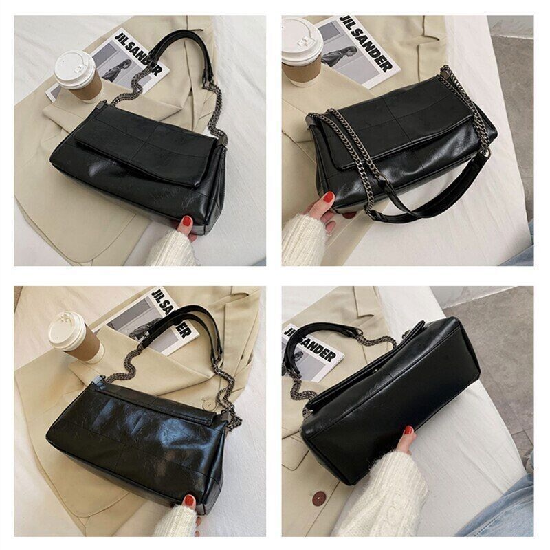 Women Shoulder Bags Chain Crossbody Bag Soft PU Leather Lady Shopper