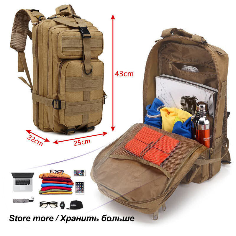 25L Military Rucksacks Tactical Assault Backpack 1000D Nylon Hunting Bag Sports