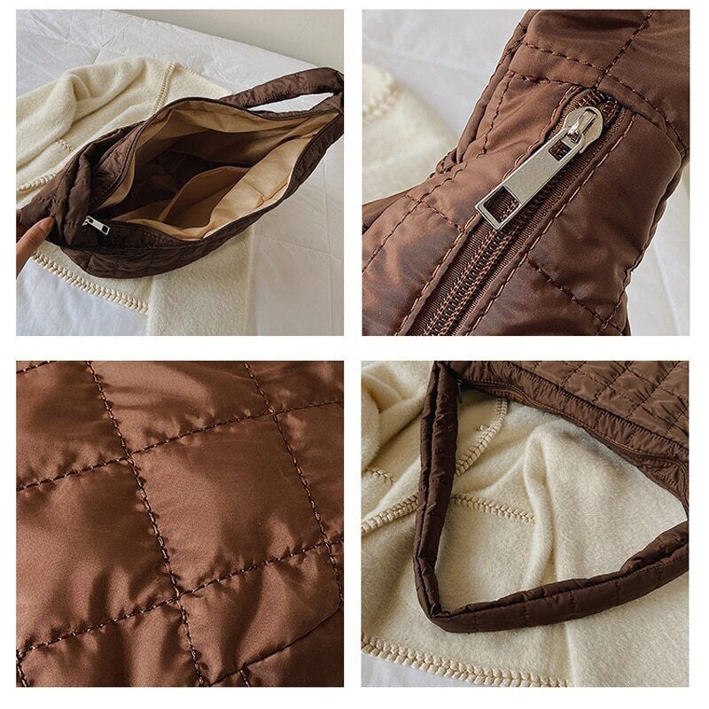 Tote Shoulder Bags Ruched Handbag Nylon Quilted Padded Crossbody Bag