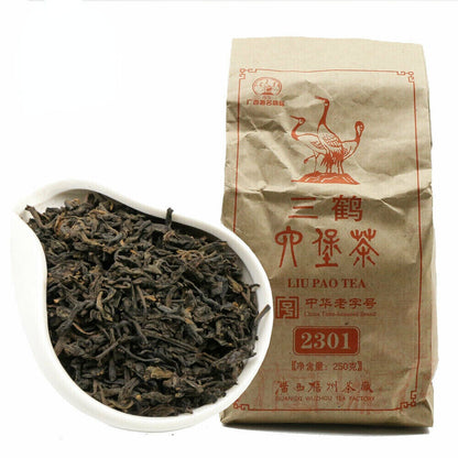 250g Three Cranes Sanhe Loose Liupao Tea Dark Tea Quality 2301 Aged Teas