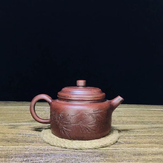 vintage chinese yixing purple clay teapot zisha ceremony carving Collectible art