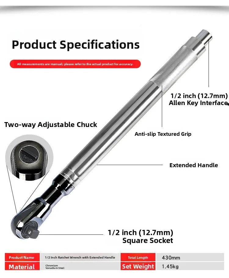 Multi-Purpose Extended Quick Ratchet Wrench Pneumatic Tool Manual Extension Sock