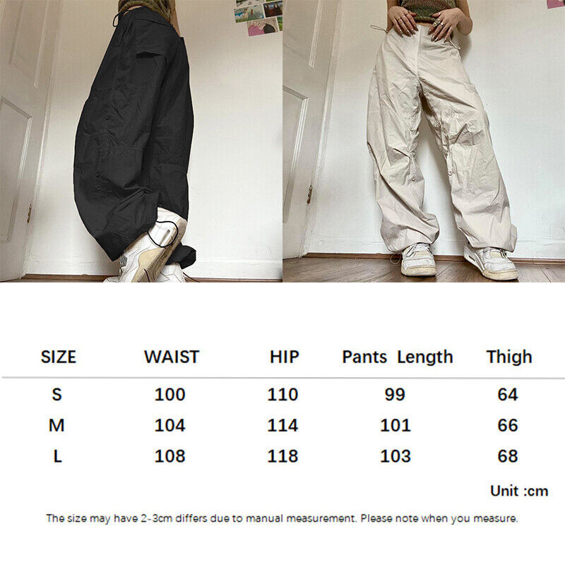 Women Cargo Joggers Pants Baggy Loose Elastic Wide Leg Loose Trousers Streetwear
