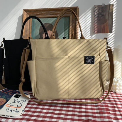 Women's Bags Cotton Canvas Shoulder Bag Crossbody Handbag Zipper Tote Pocket