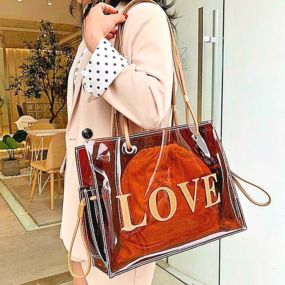 Bag Transparent Jelly Large Tote Pvc Clear Handbag Women Shoulder Capacity Beach
