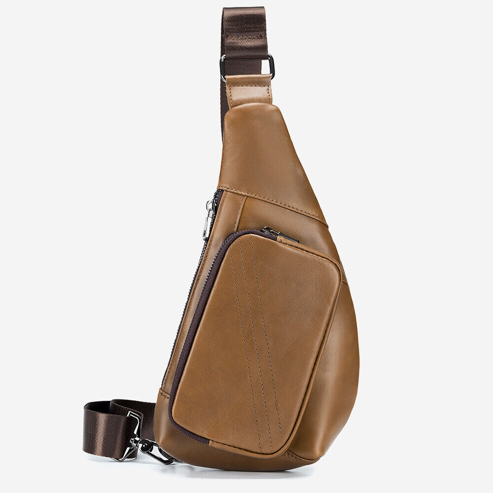 Men's Sling Backpack,100% Genuine Leather Chest bag Crossbody Bag Shoulder Bag
