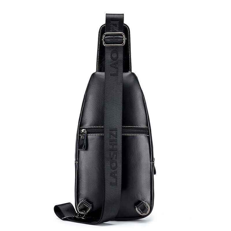 Men's Sling Backpack,100% Genuine Leather Chest bag Crossbody Bag Shoulder Bag