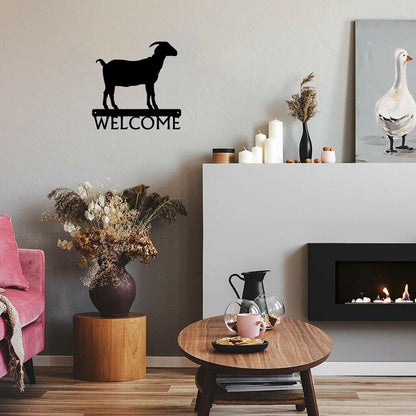 Horned Goat Farm Welcome Sign Metal Ornaments Wall Stickers Shape Artwork