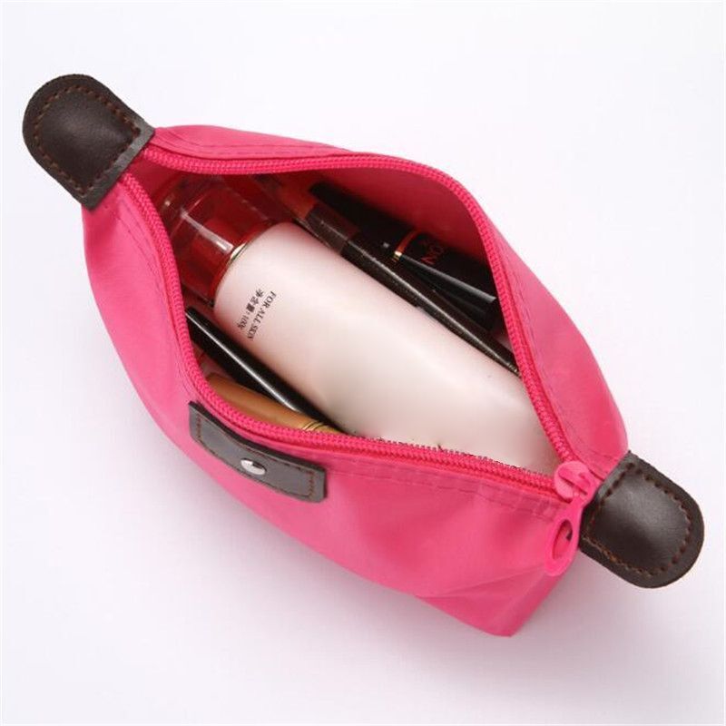 Travel Cosmetic Makeup Bag Organizer Waterproof Nylon Red Zipper Toiletry Case