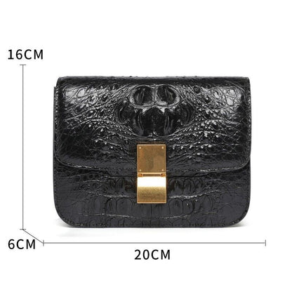 Black Alligator Crocodile Skin Leather Bags, Women's Luxury Sling Shoulder Bags