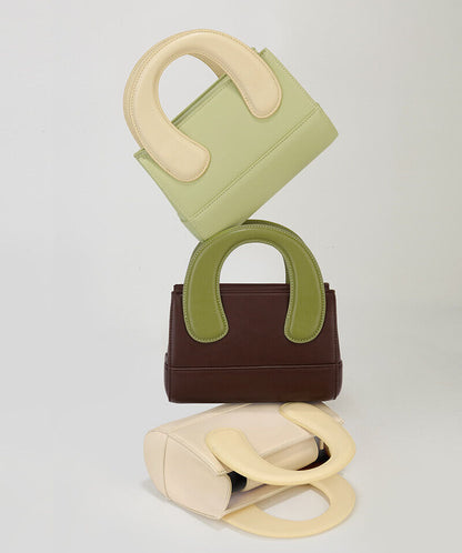 Small Mini Oversized Handles Leather Tote Clutch Box Handbag Purse Shoulder Bag