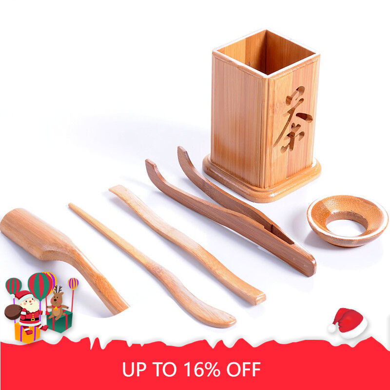 Bamboo Tea Set China Classic Gongfu Tea-making Tool Natural Saucer + Spoon + Can