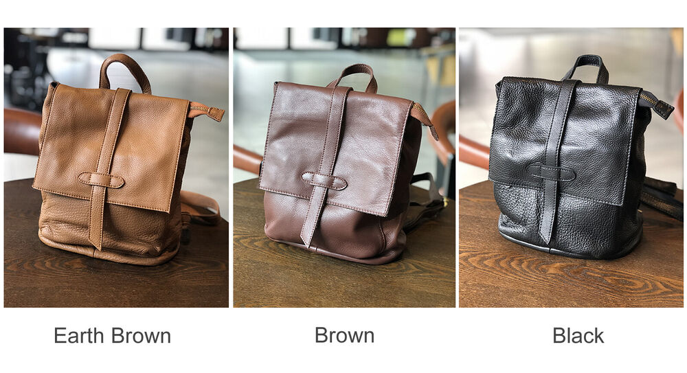 Women's Real Leather Small Backpack Rucksack Daypack Travel Bag Vintage w/Flap