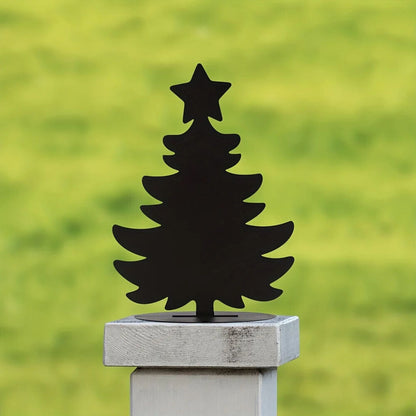 1pc Christmas Tree Garden Stake, Metal Silhouette Yard Sign Garden Decor