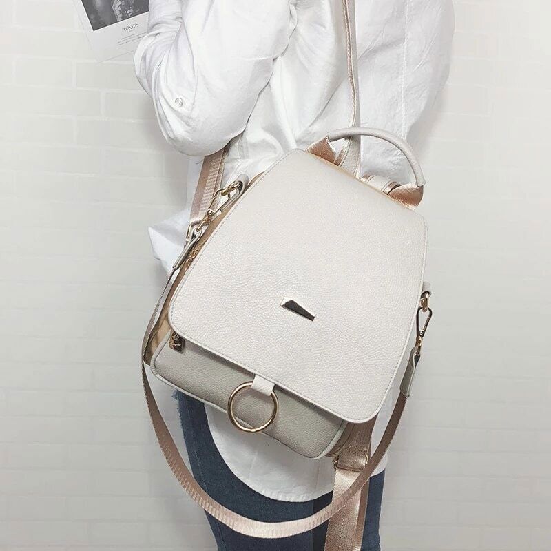 Backpack Shoulder Bag Women PU Leather Travel Bags College School Bag