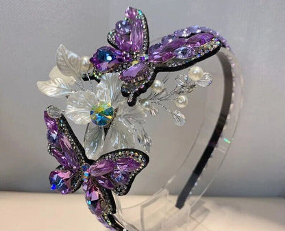 Women Headband Vintage Baroque Flower Big Diamond Luxury Fashion Party Hairbands