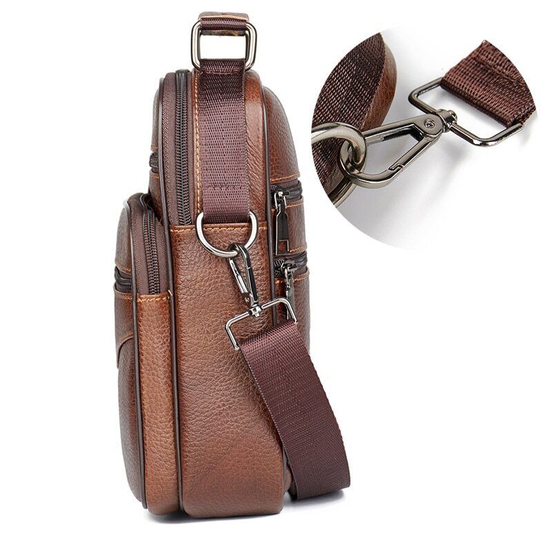 Men Genuine Leather Handbag Male Shoulder Bag Cowhide Leather Bag Men's Tote
