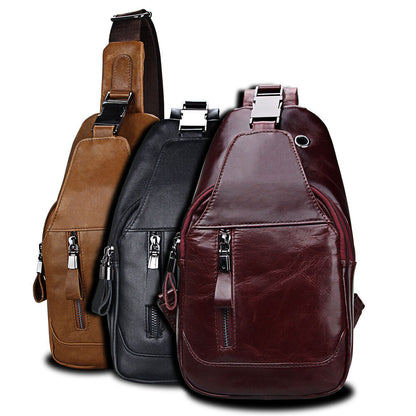 Men's Sling Backpack,100% Genuine Leather Chest bag Crossbody Bag Shoulder Bag