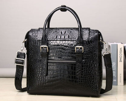Top Cowhide Crocodile Alligator Embossed Handbag Men's Luxury Business Briefcase