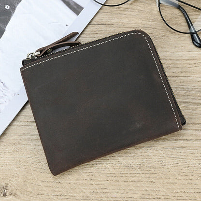 Handmade Men's Real Leather Zipper Wallet Purse Coin Purse Clutch Bag
