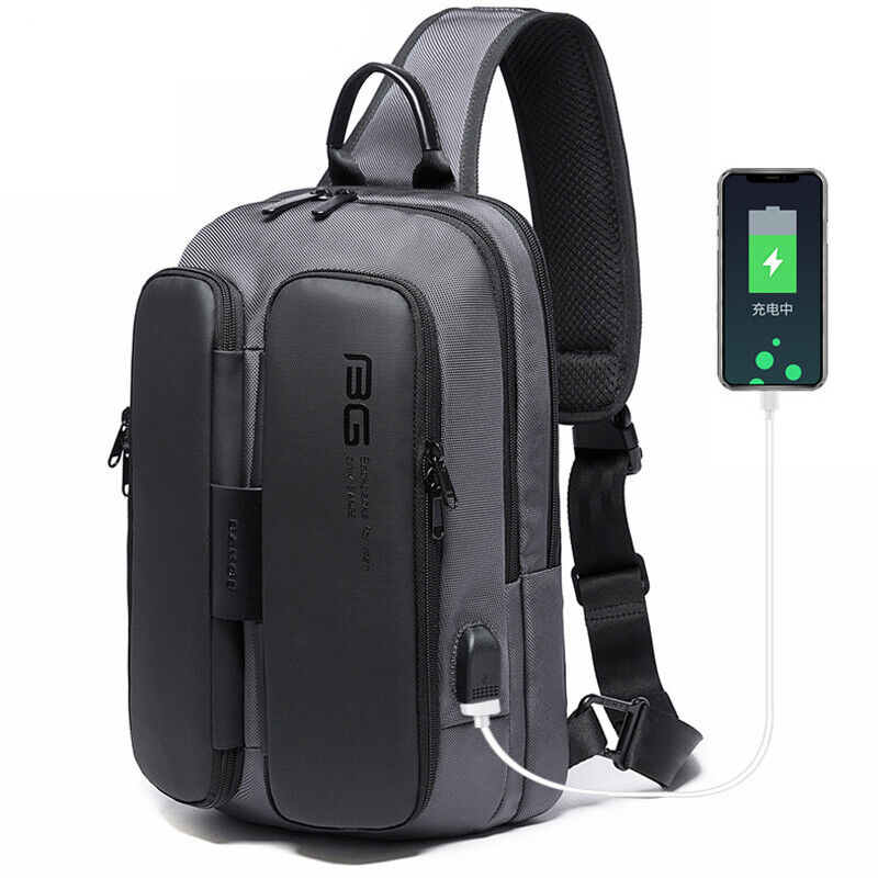 New Designer Men's Sling Backpack Oxford cloth Waterproof Crossbody Bag USB Port