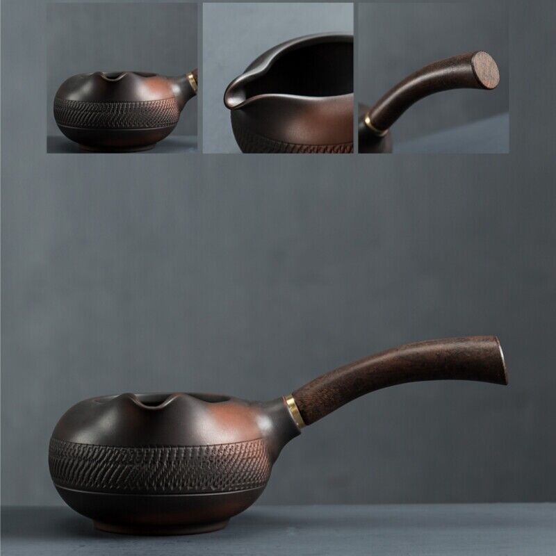 Complete Tea Set Purple Pottery Kungfu Tea Set Pot With Wood Handle Cup Gaiwan
