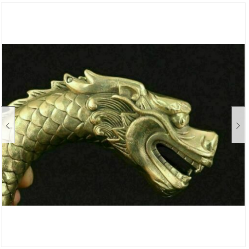 Chinese Old Handmade Bronze Carved Dragon Collect Statue Walking Stick Head
