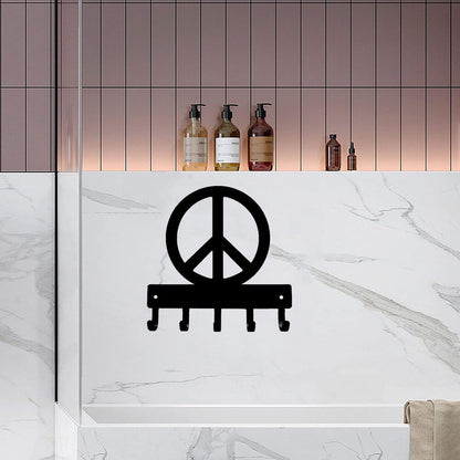 Peace Key Rack Hanger - 6 inch Wide Metal Wall Art