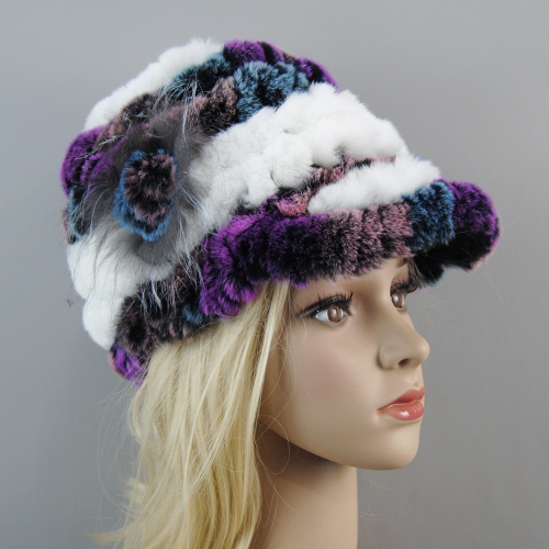 Women Winter Rabbit Fur Caps Warm Real Rabbit Fur Hats Natural Soft Knitted Hat
