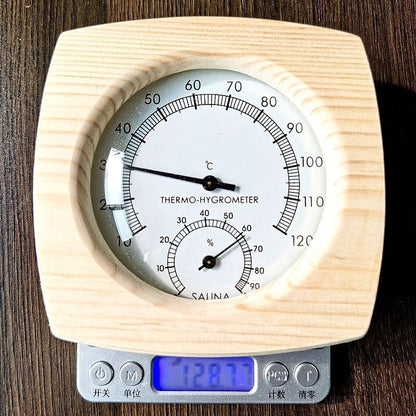 Hygrometer Sauna Thermometer Digital Room Measuring Gauge Tool Pine Wood 13x13cm