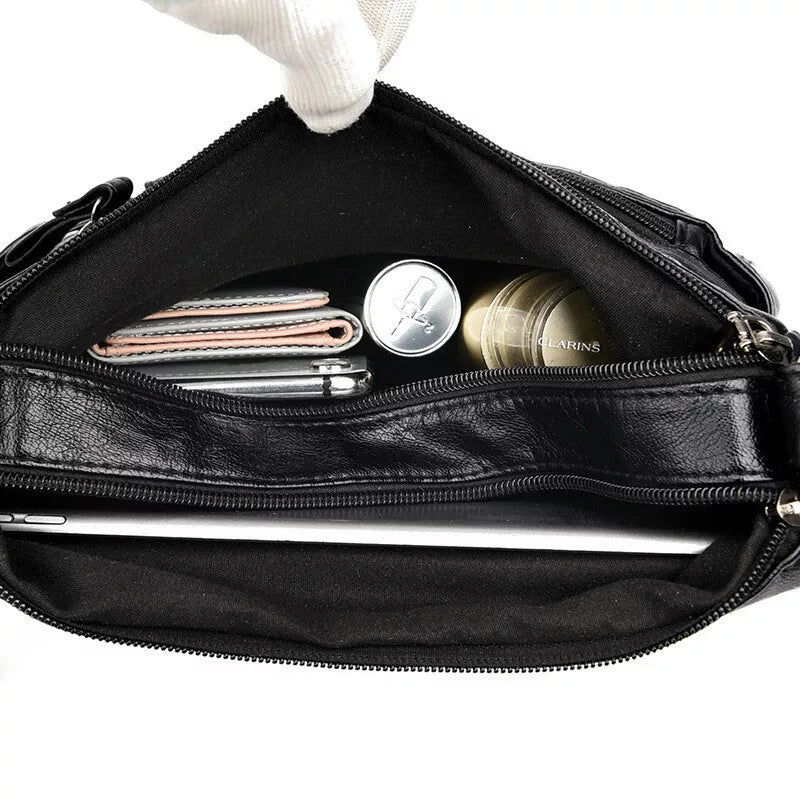 Women's Cross Body Messenger Bag Fashion Pu Leather Wide Shoulder Strap Handbag