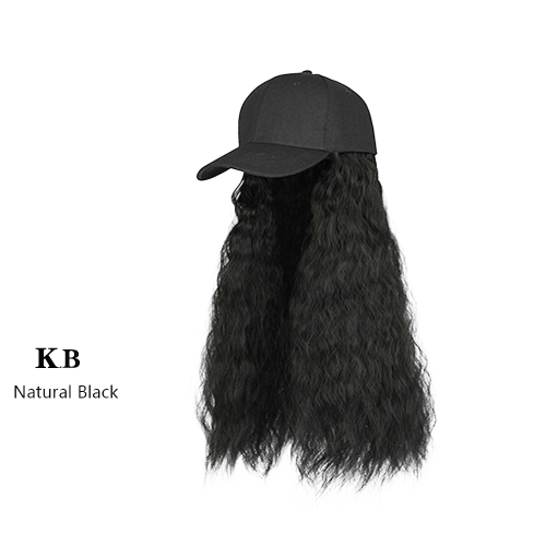 Baseball Cap Wig Kinky Straight Hat Synthetic Hair Wigs Natural Adjustable Hat