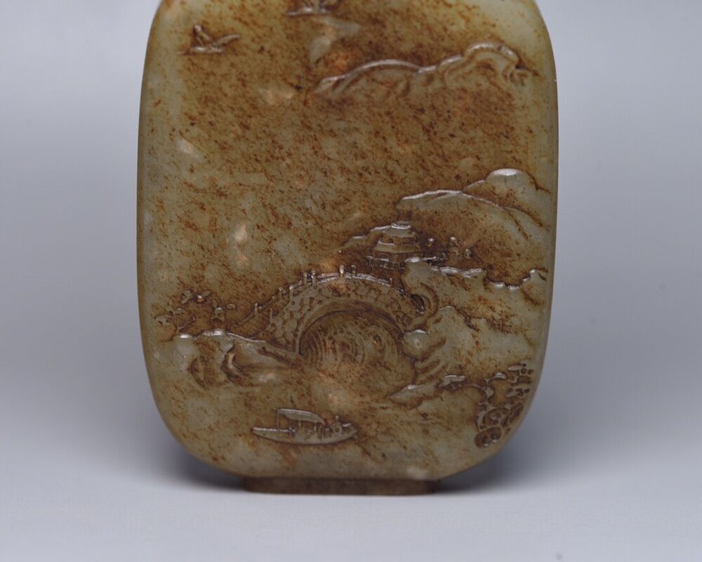 Chinese Natural Hetian Jade Hand Carved Figure Story Figurines Snuff Bottle Rare