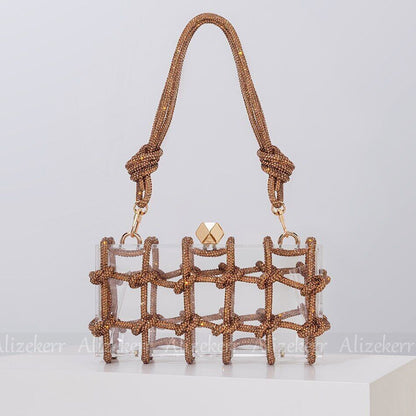 Clutch Bags Women Woven Rope Rhinestone Purses And Handbags Wedding Party
