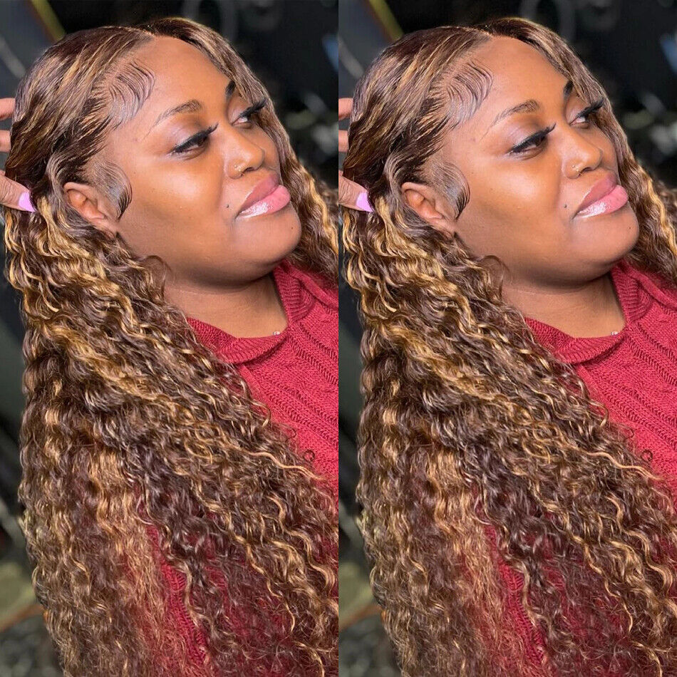 Wig Curly Colored Human Hair 13x6 Wave Lace Frontal Lace Closure Wigs