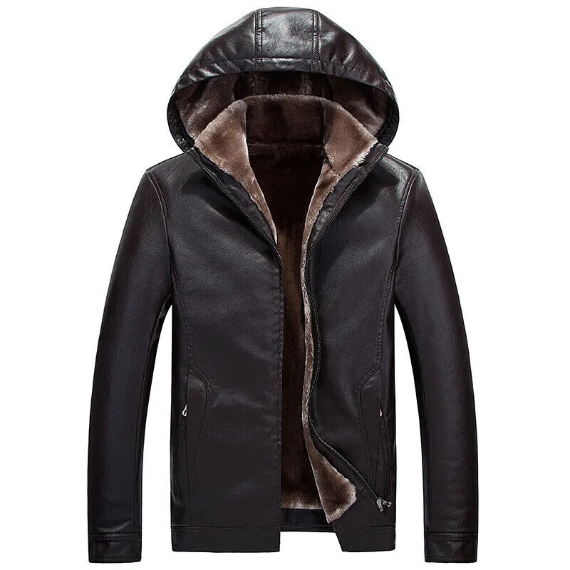 Mens Leather Jacket Coat Moto Casual Slim Leather Jackets 2023