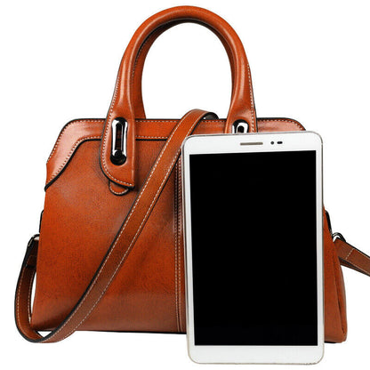 Oil Wax Leather Elegant Women's Handbags Tote Sling Shoulder Bag Crossbody Bag