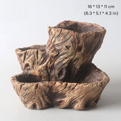 Cement Made Rustic Bonsai Pot Indoor/Garden Shallow Flower Pots Small Large